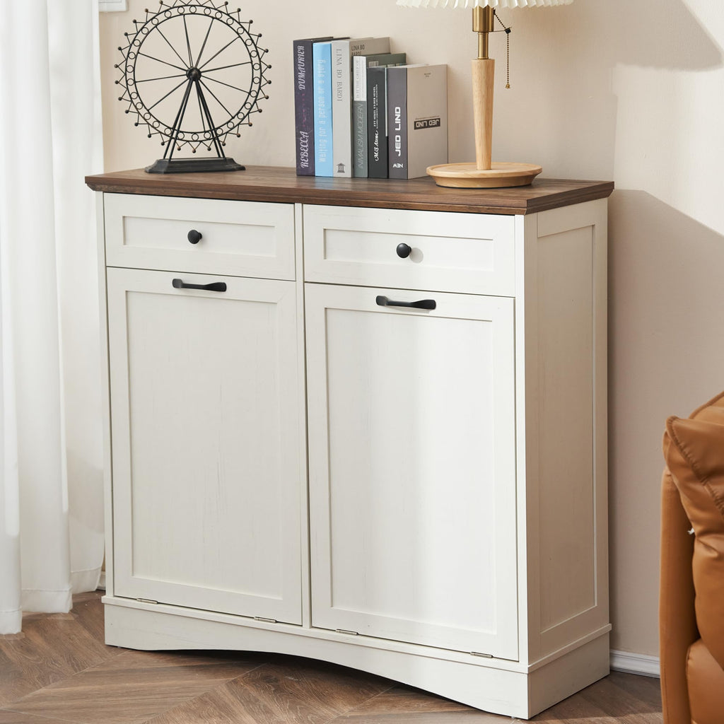 Antique White Tilt Out Trash Cabinet D620687