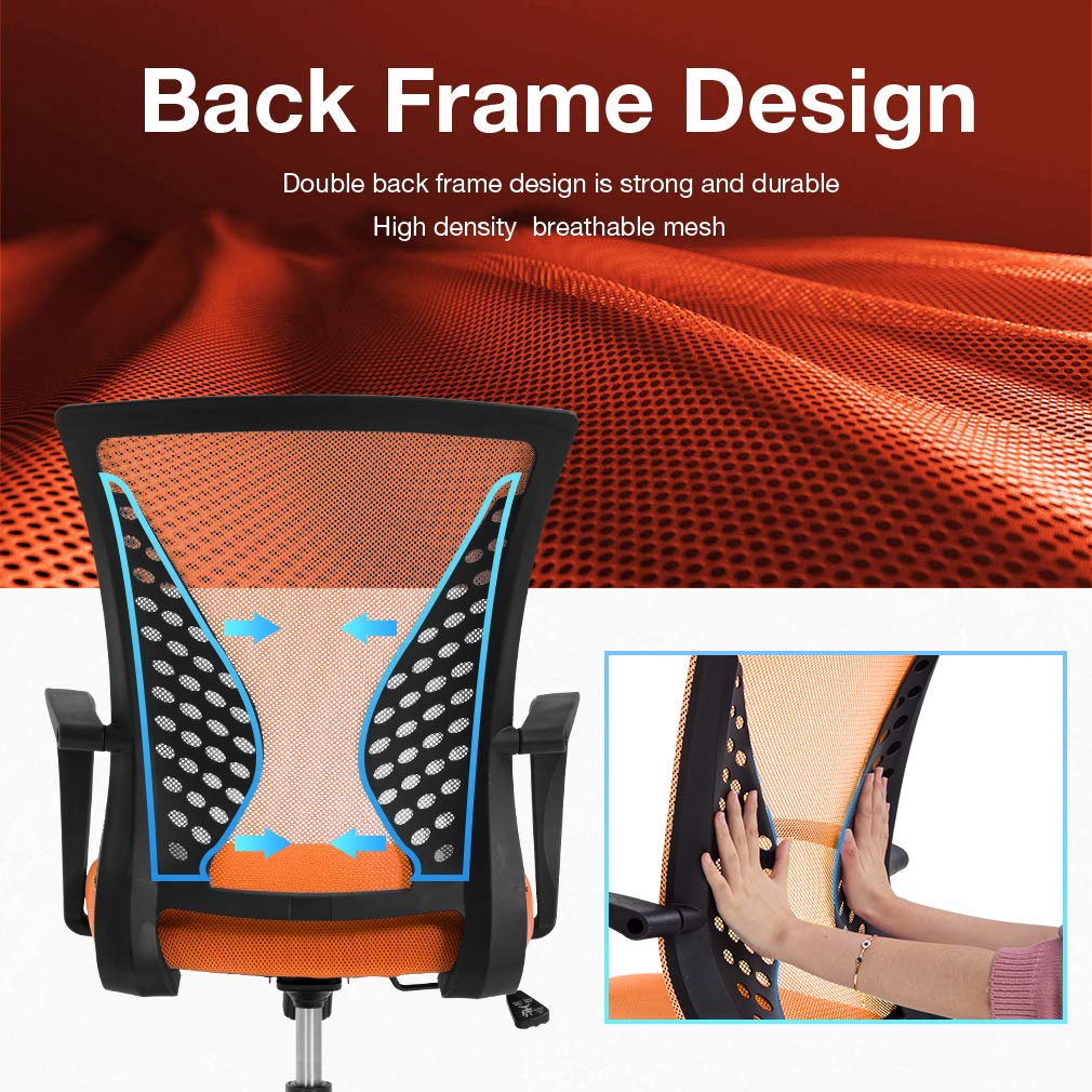 Orange Ergonomic Mesh Office Chair with Lumbar Support Armrest R6417