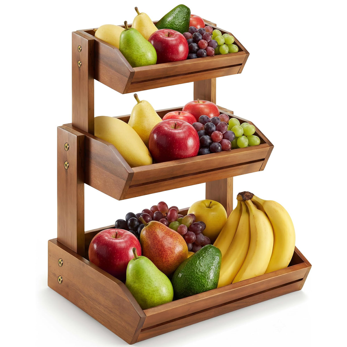 3 Tier Acacia Wood Fruit Basket W5265