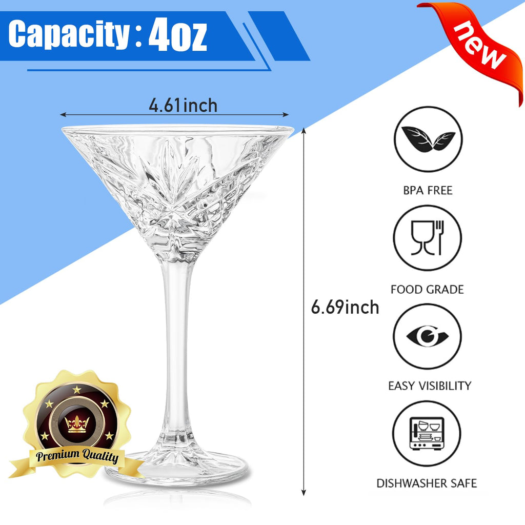 Set of 4 Crystal Stemmed Cocktail Glasses S32235