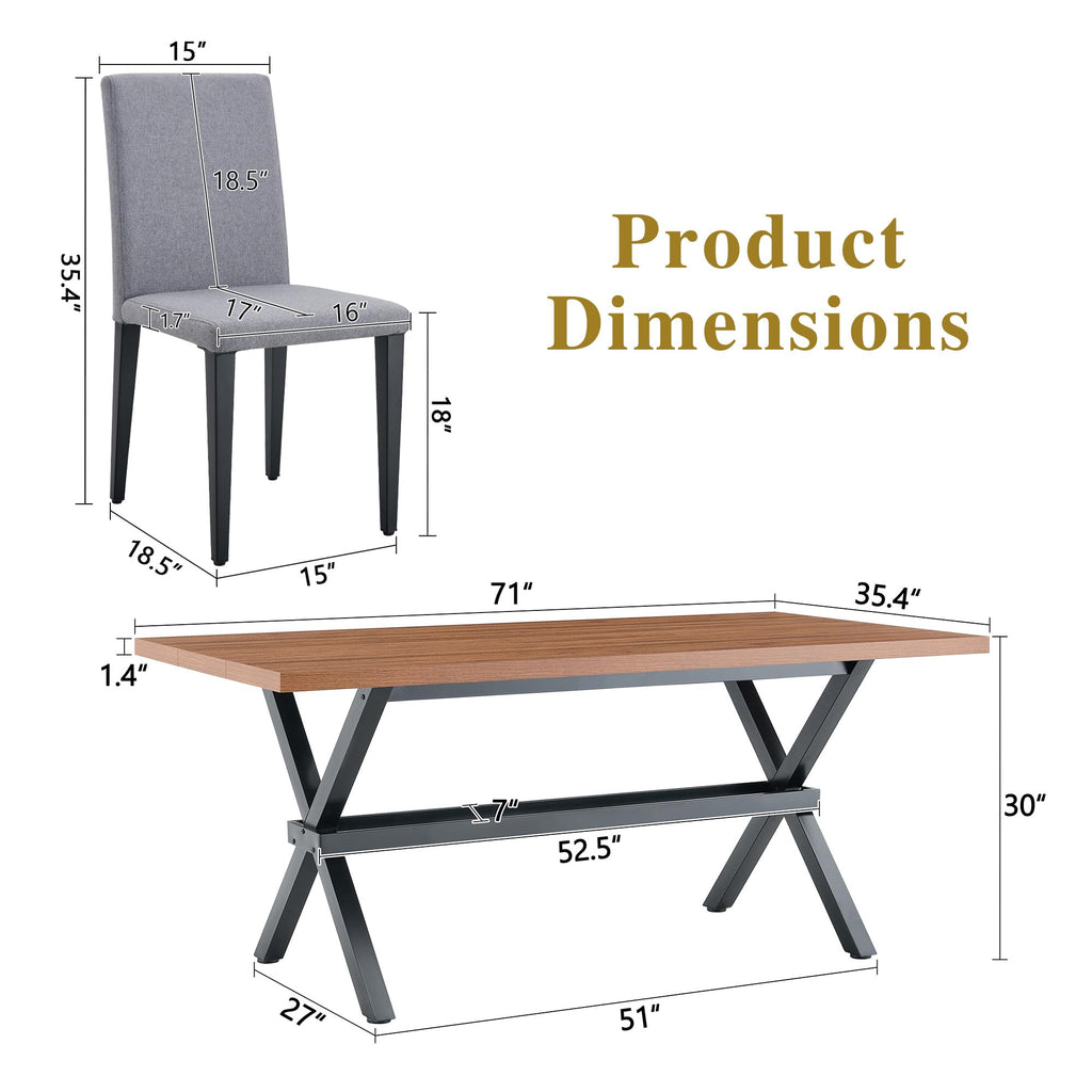 9 Piece Dining Table Set with Splicing Wood Top R127991