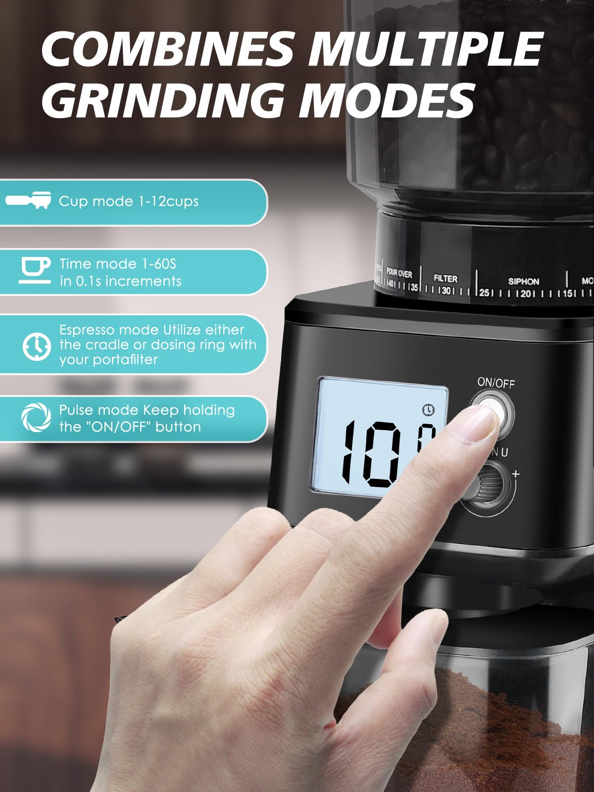 Conical Burr Espresso Coffee Grinder, 51 Settings, Stainless Steel K80694
