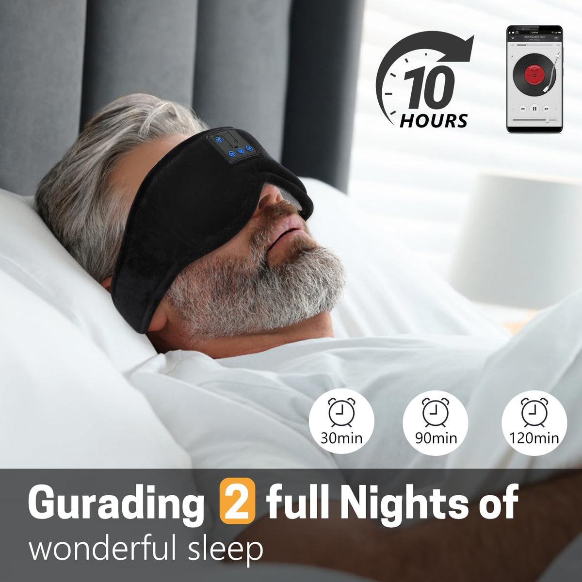 Sleep Mask with Bluetooth Headphones 3D Contour Blackout A46257