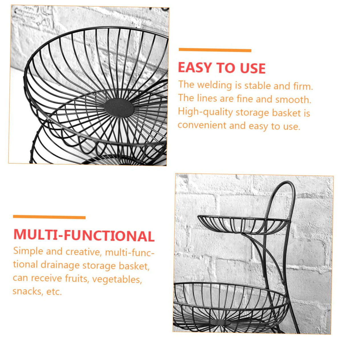Black 3-Tier Iron Fruit Basket V895593
