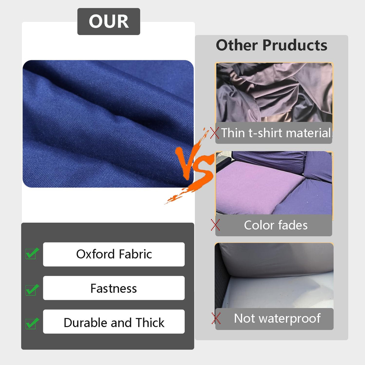 Patio Cushion Covers 16x16x2.5 Navy Blue 2 Packs K77597