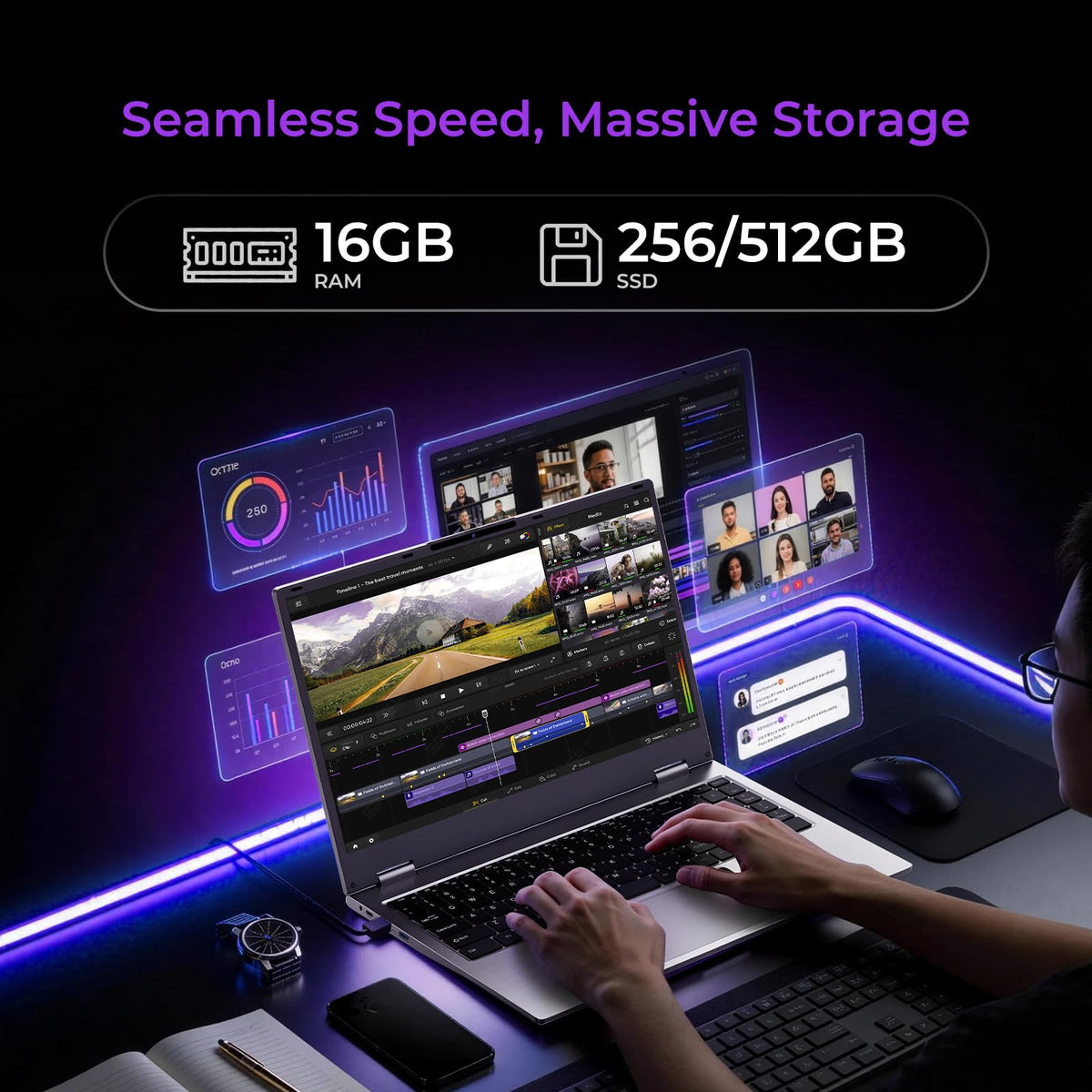 15.6" 2-in-1 Touchscreen Laptop Computer, 16GB RAM 256GB SSD C787865