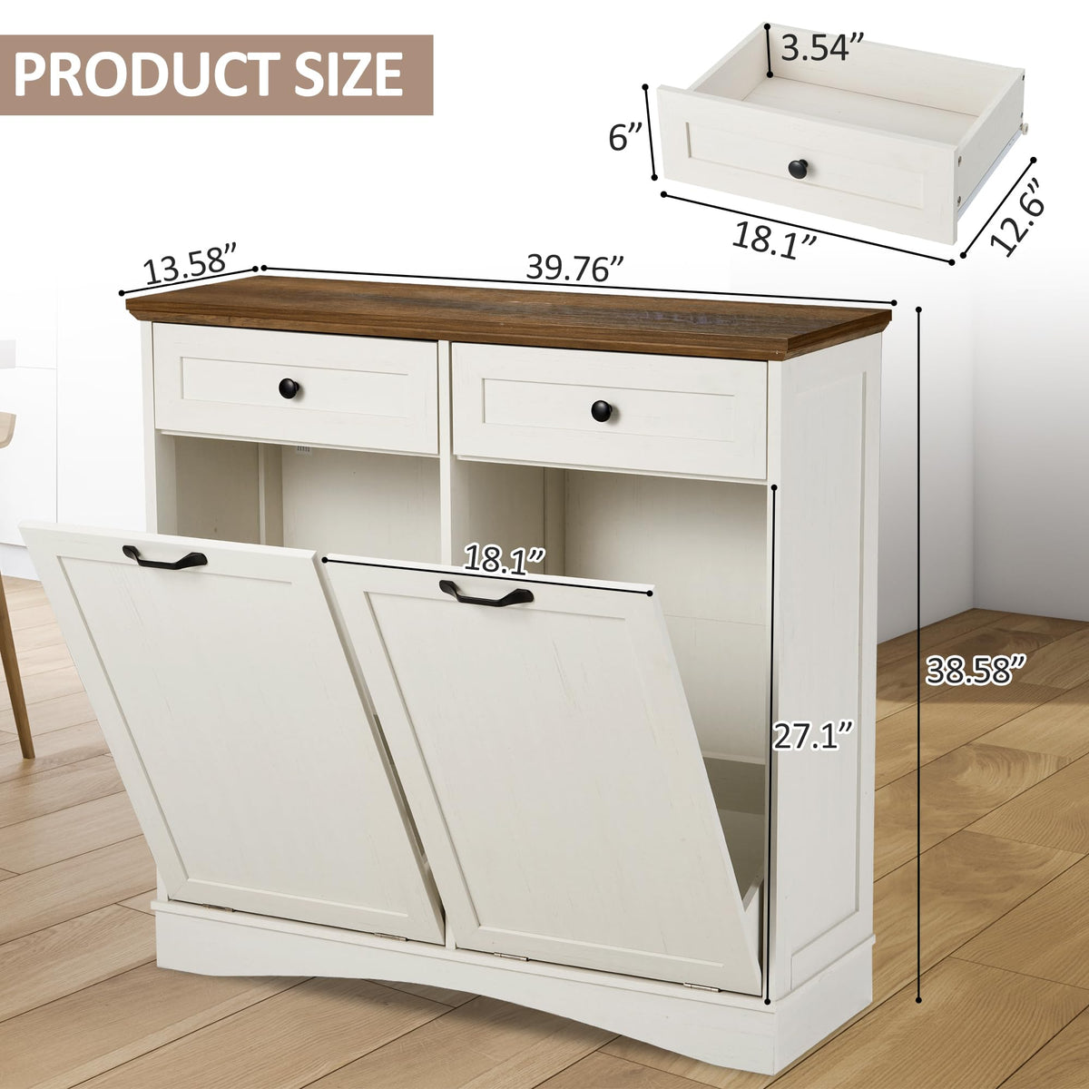 Antique White Tilt Out Trash Cabinet D620687