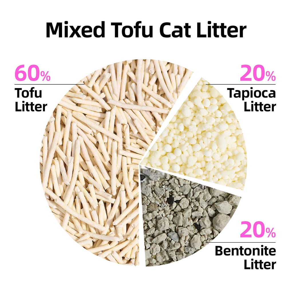 Clumping Cat Litter 99.9% Dust Free Flushable Mixed Tofu and Bentonite Odor Control 16.8lb N109523
