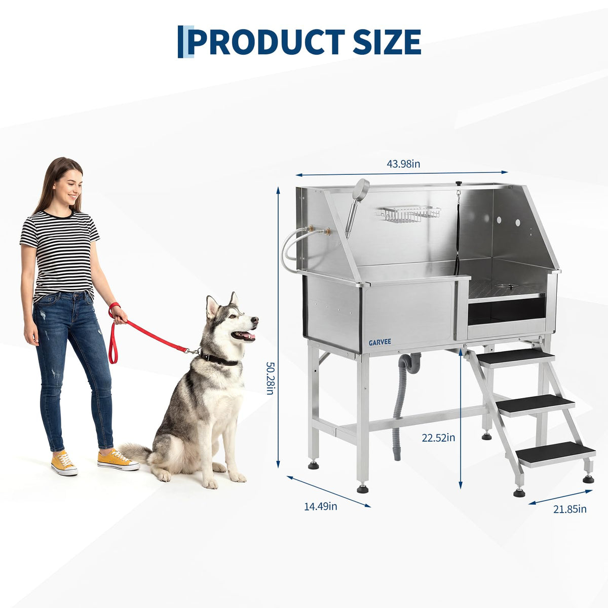 46 Inch Stainless Steel Dog Grooming Tub D49690