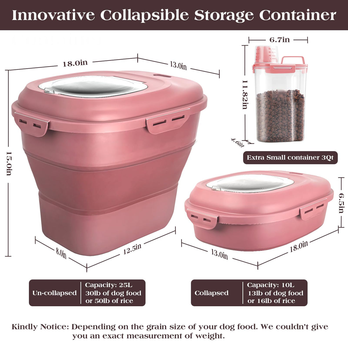 Airtight Collapsible Pet Food Storage Container with Scoop O95555
