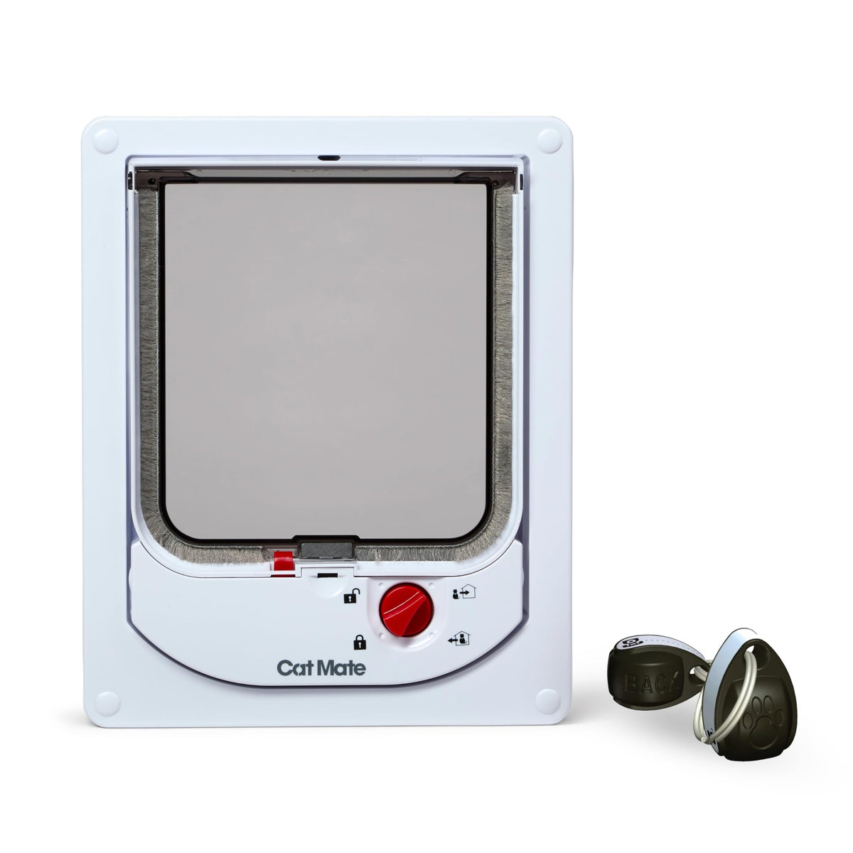 Electromagnetic 4-Way-Locking Cat Flap with 2 Collar Keys White J9156