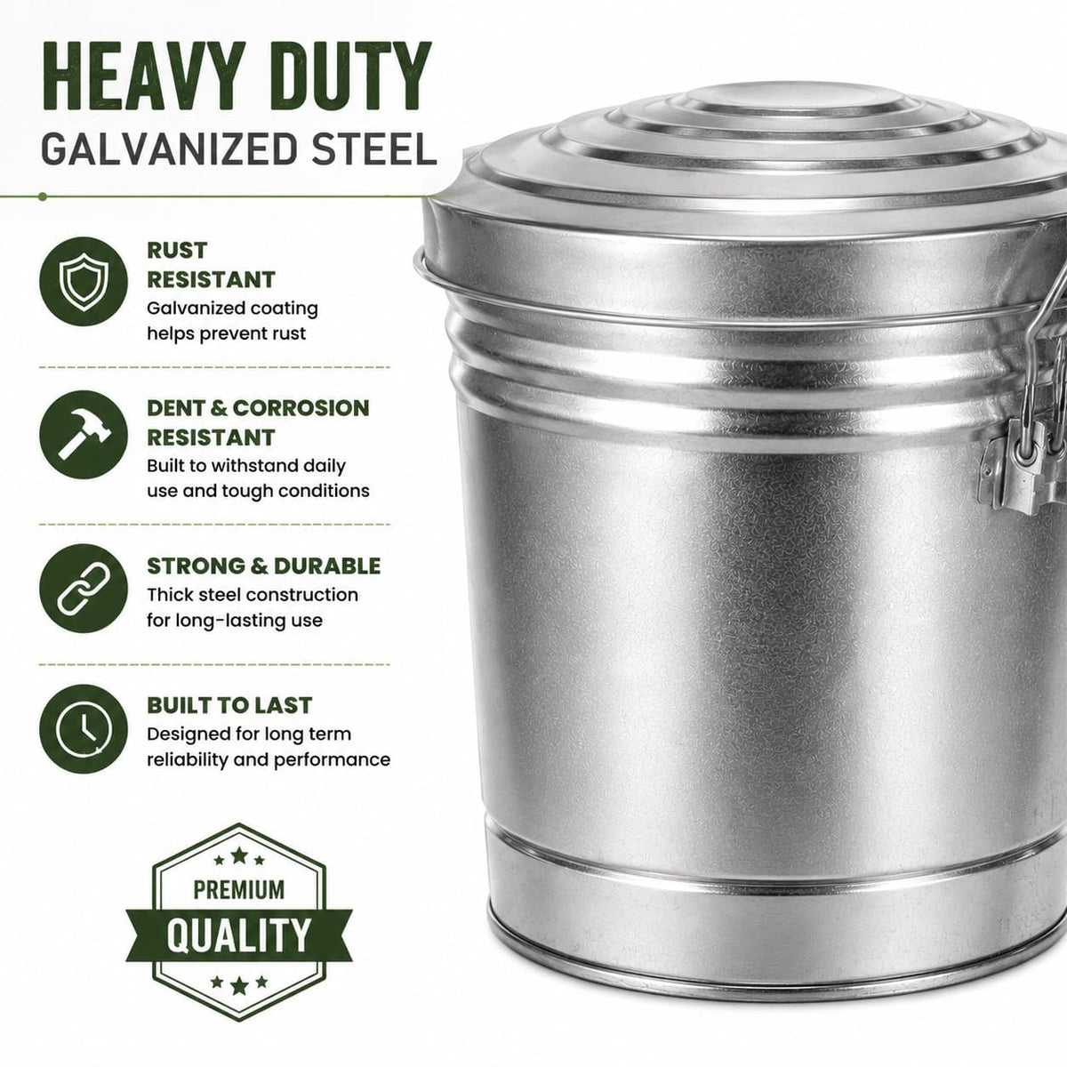 6-Gallon Galvanized Steel Storage Can with Lid S991756