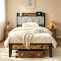 Twin Bed Frame with Headboard and Charging Plug U11117
