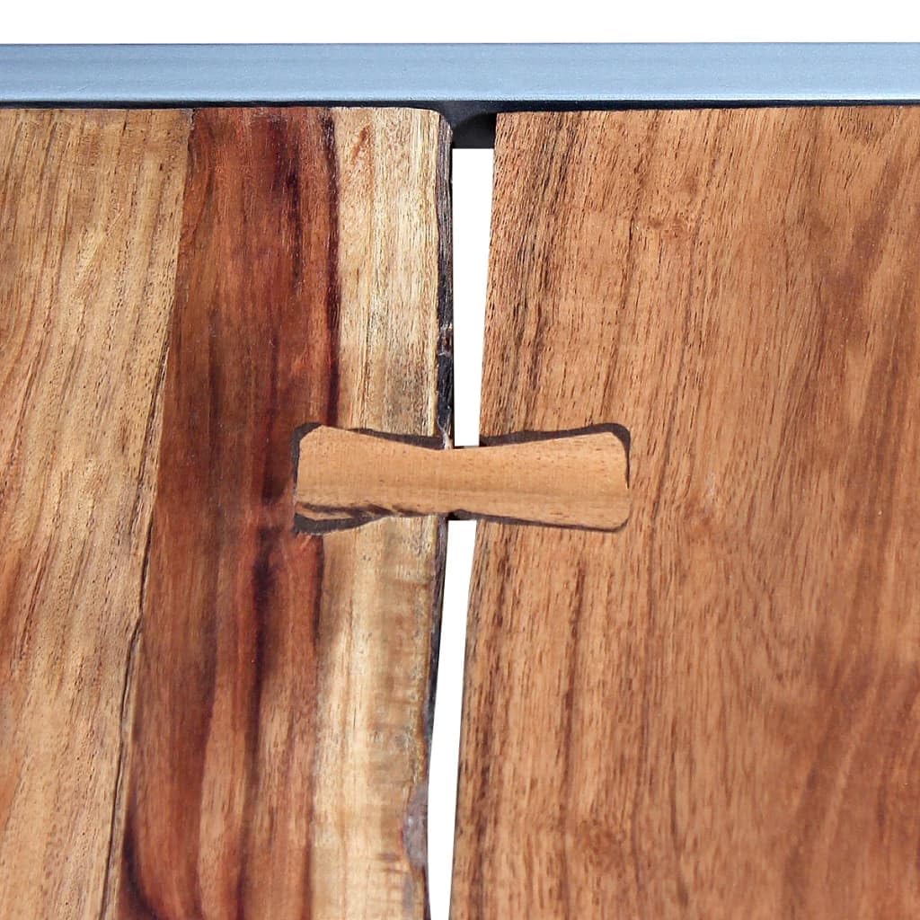 Brown Square Acacia Wood Steel Coffee Table Set of 2 Z793
