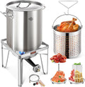 40QT Stainless Steel Stockpot with Basket and Steamer Rack B425634