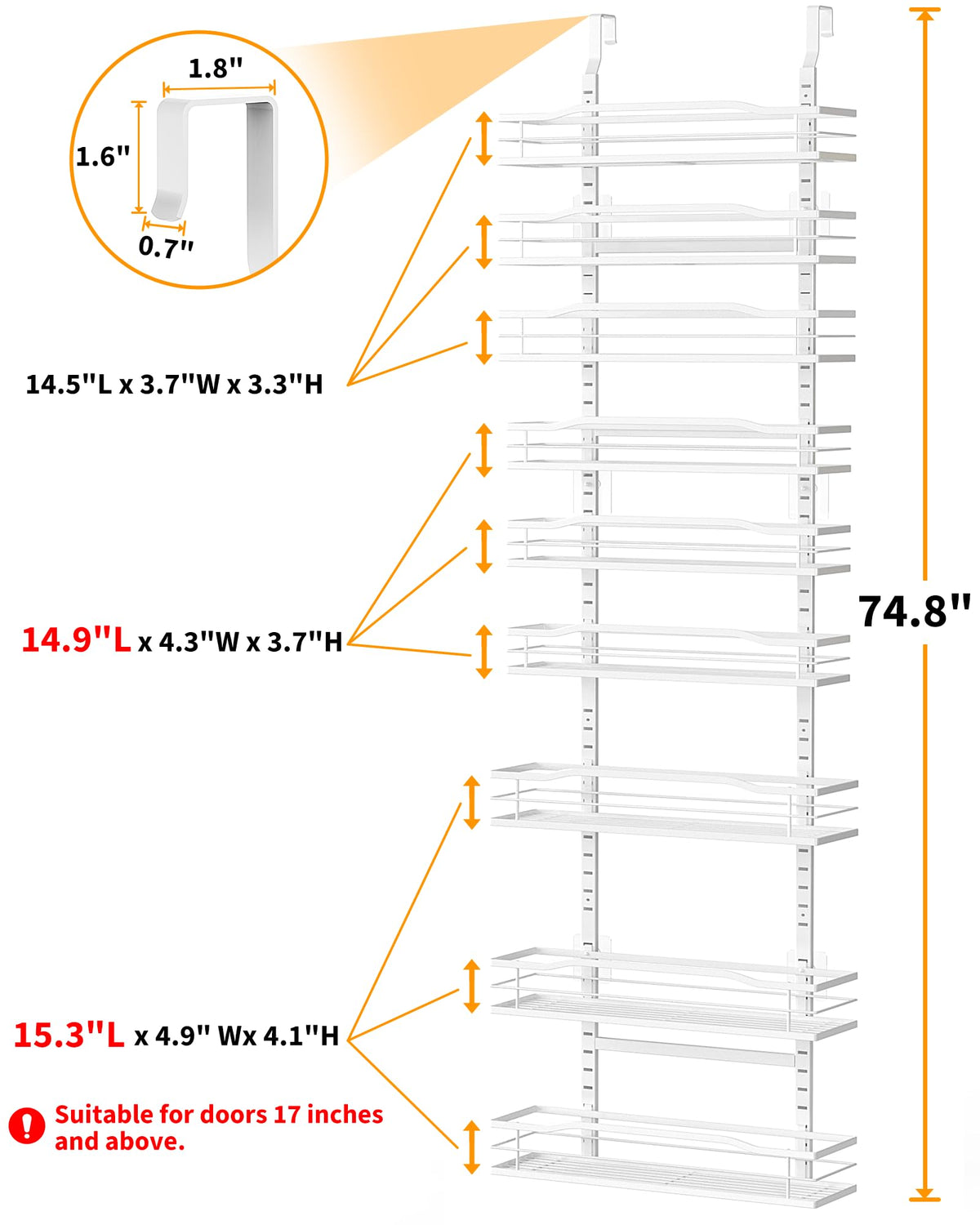 White 9-Tier Over The Door Pantry Organizer M312928