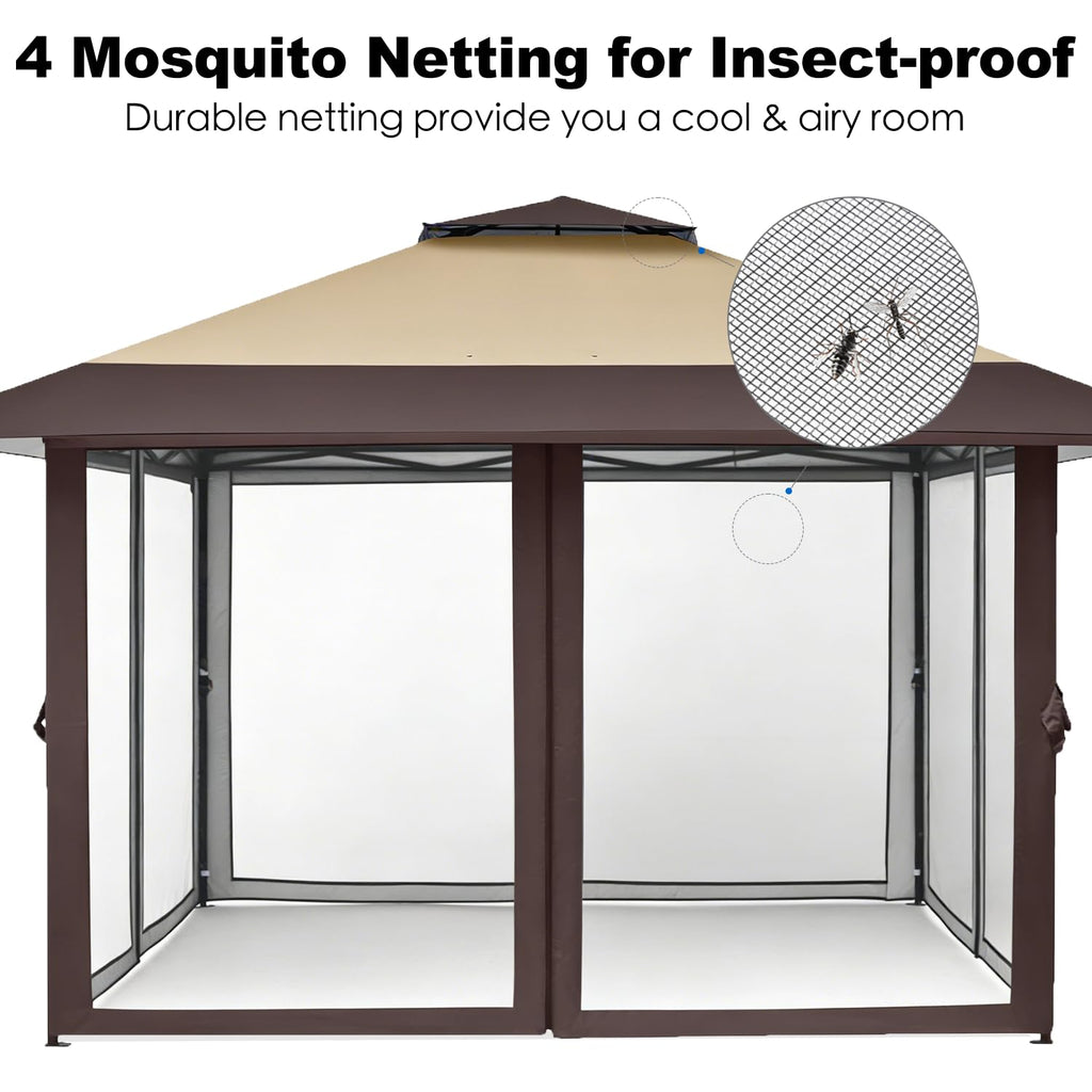 13x13 Pop Up Gazebo with Mosquito Netting Sidewall P856