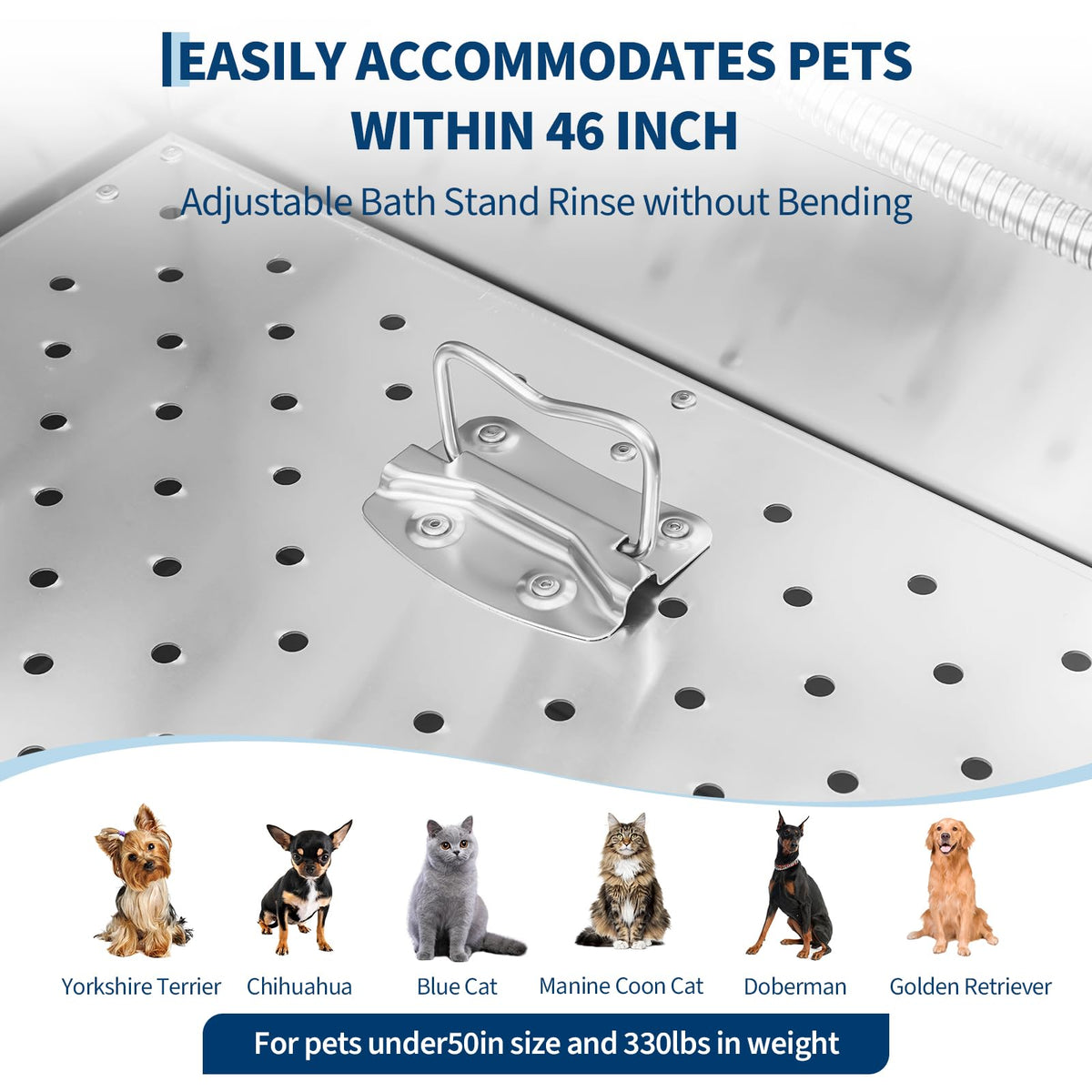 46 Inch Stainless Steel Dog Grooming Tub D49690