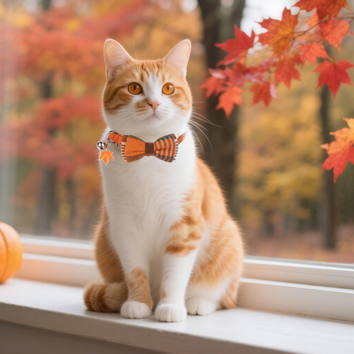 Orange Plaid Cat Collar P621