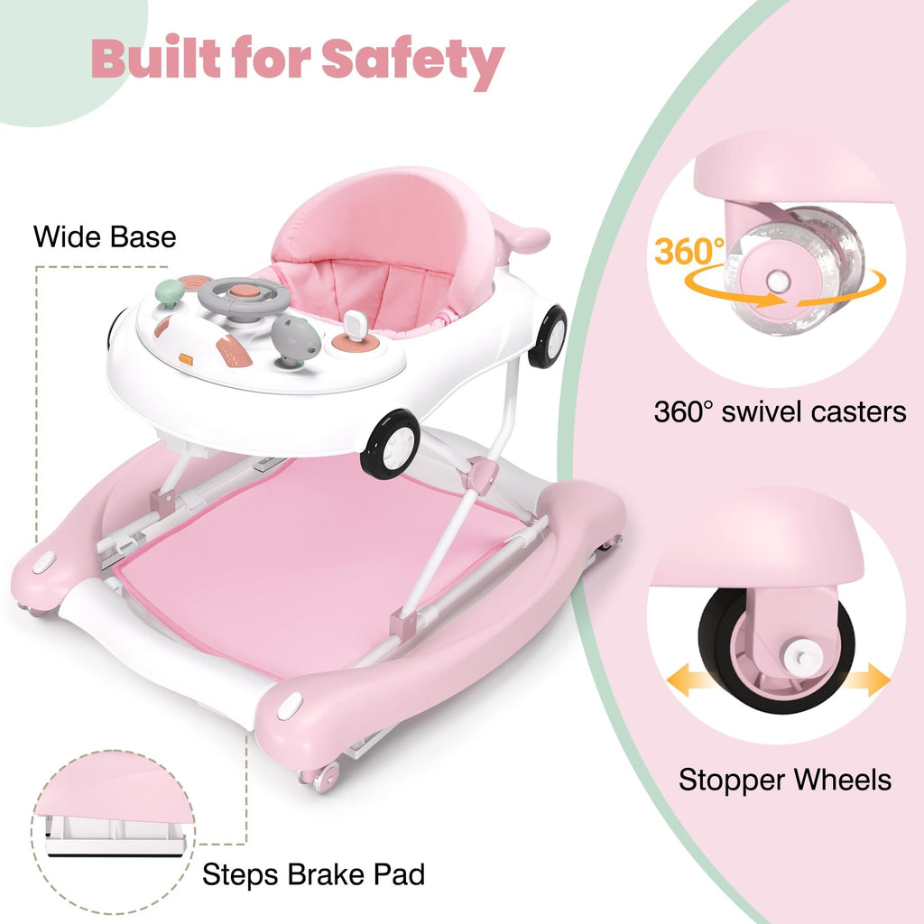 5-in-1 Convertible Baby Walker with Steering Wheel Music Activity Center P76832
