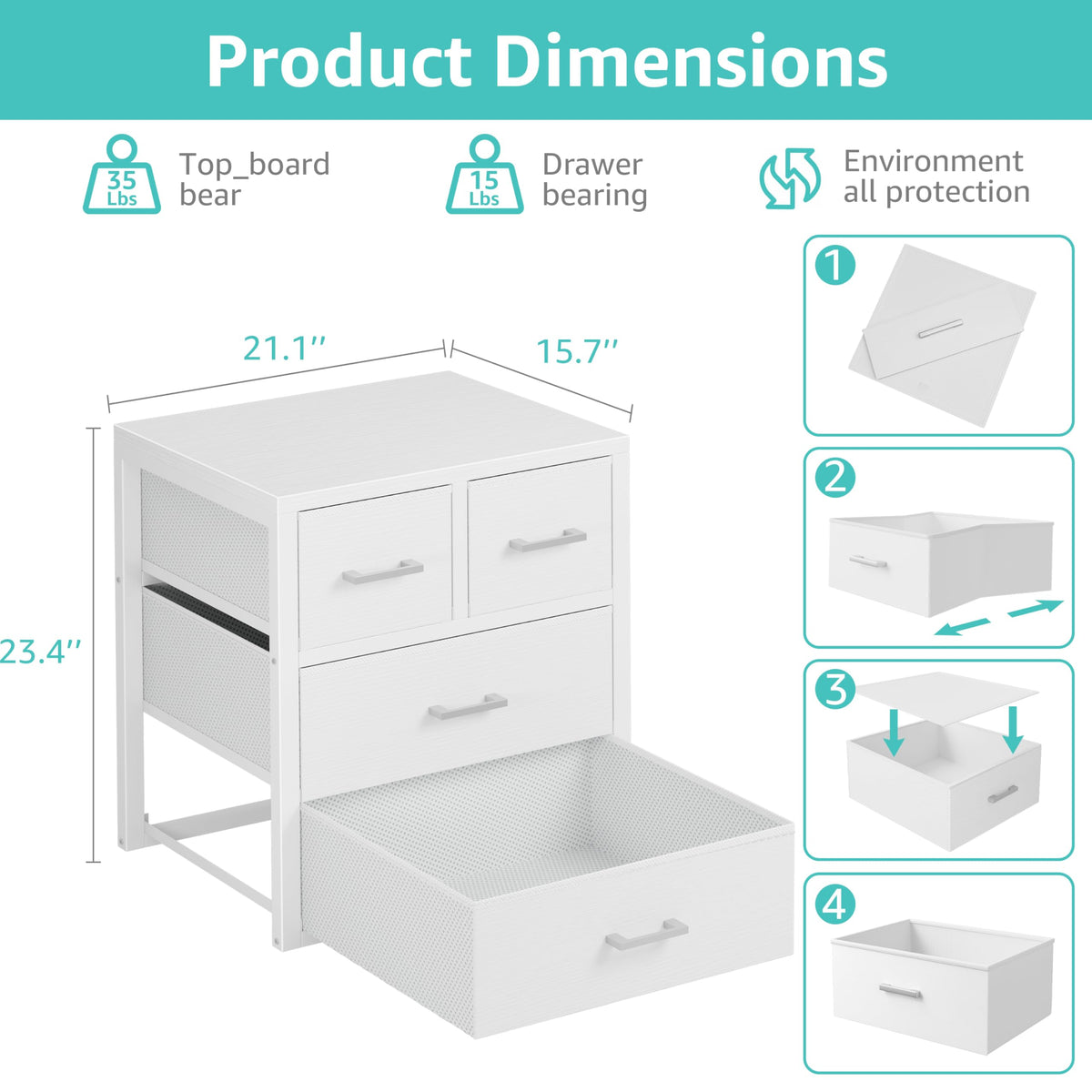 White 4 Drawer Dresser D512223