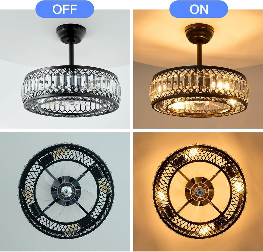 20" Black Crystal Ceiling Fan with Lights R187948
