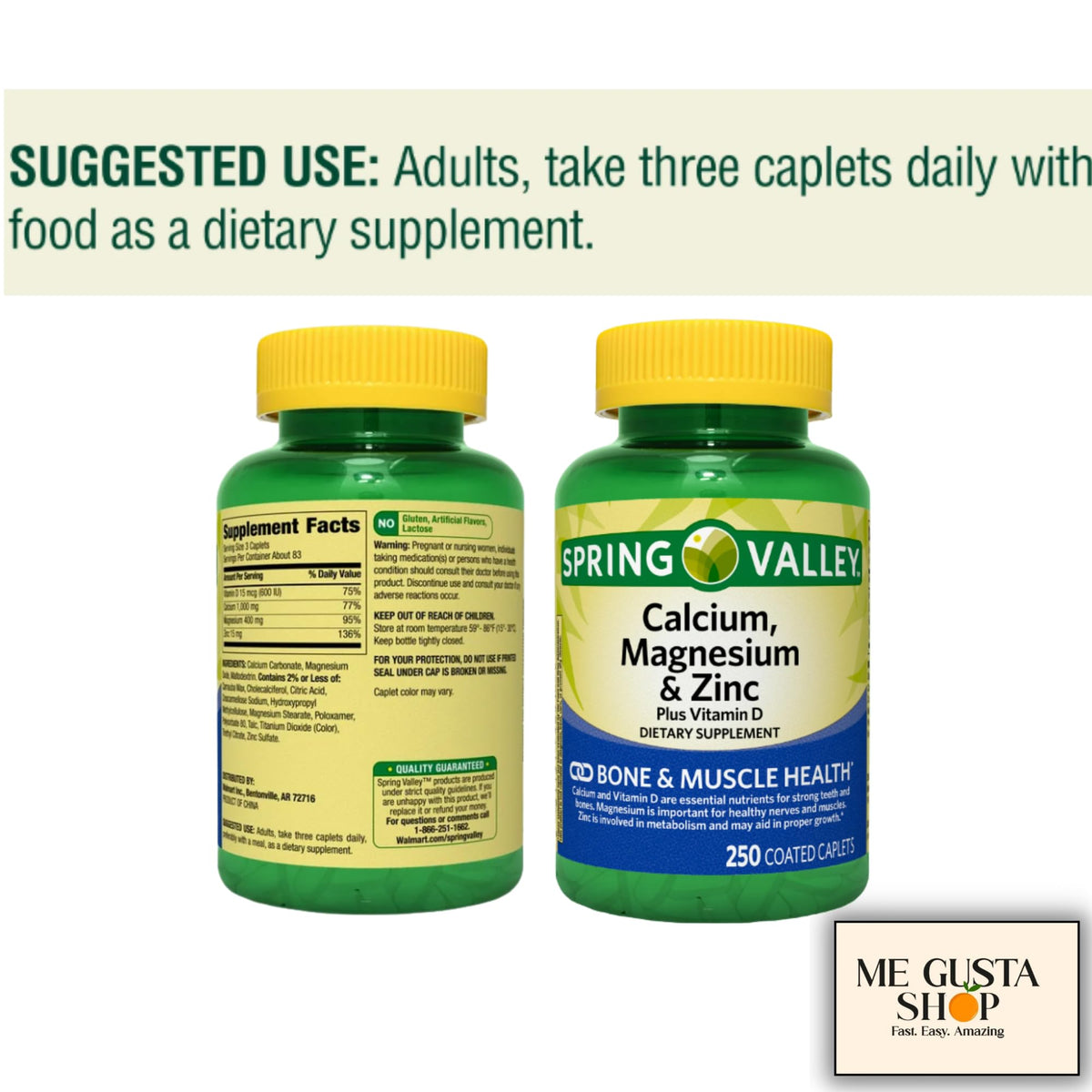 Calcium Magnesium Zinc Plus Vitamin D3 Caplets 500 Count K4271