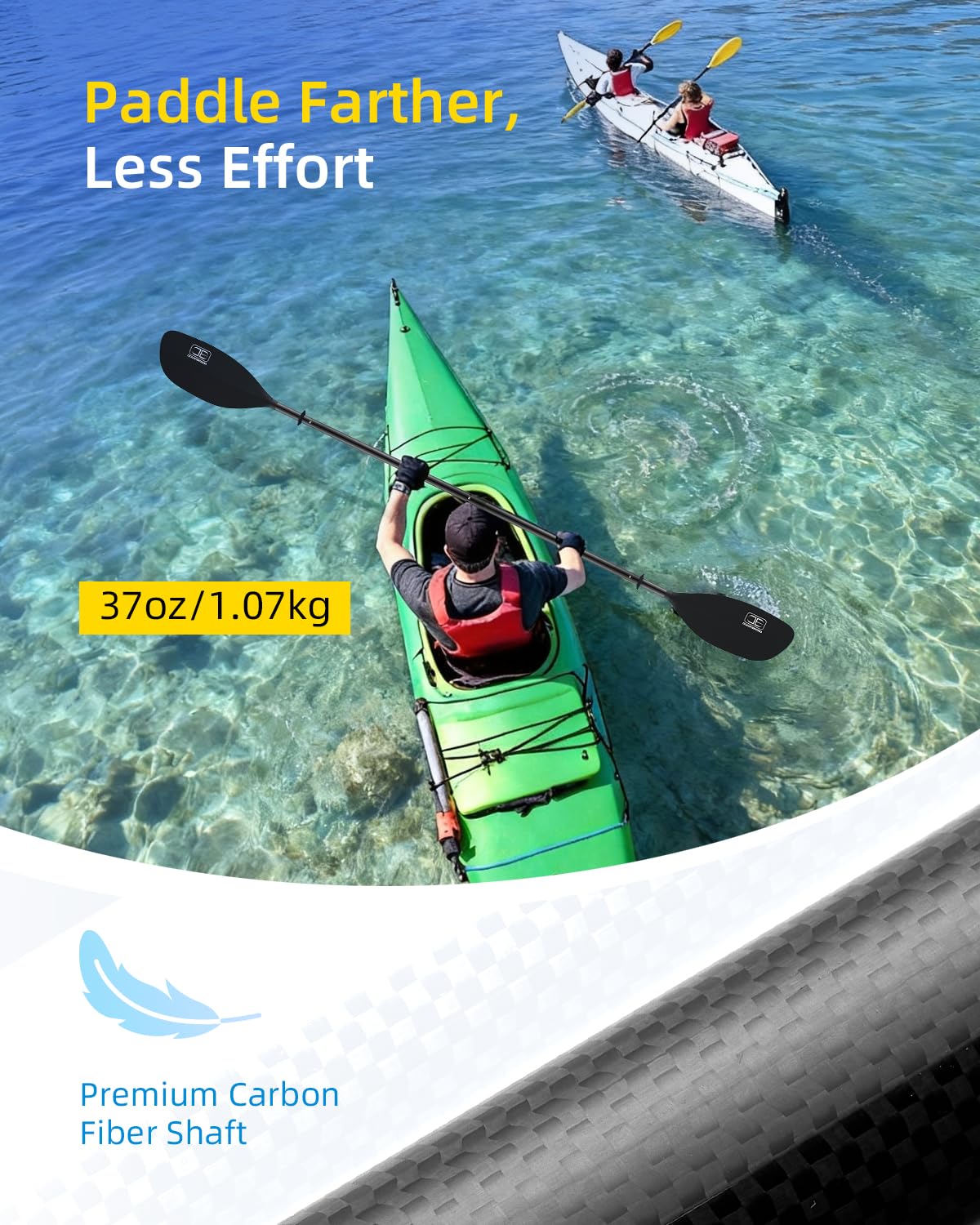 4 Pieces Carbon Fiber Kayak Paddle T340