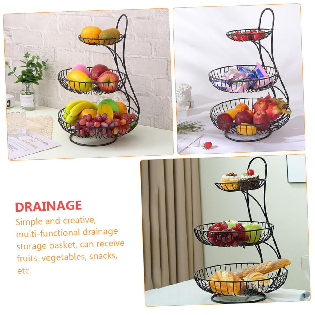 Black 3-Tier Iron Fruit Basket V895593