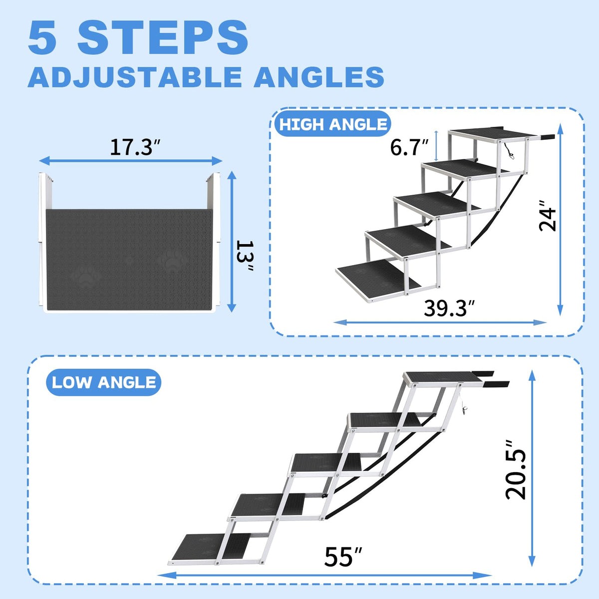 5-Step Foldable Non-Slip Plastic Dog Steps R76563
