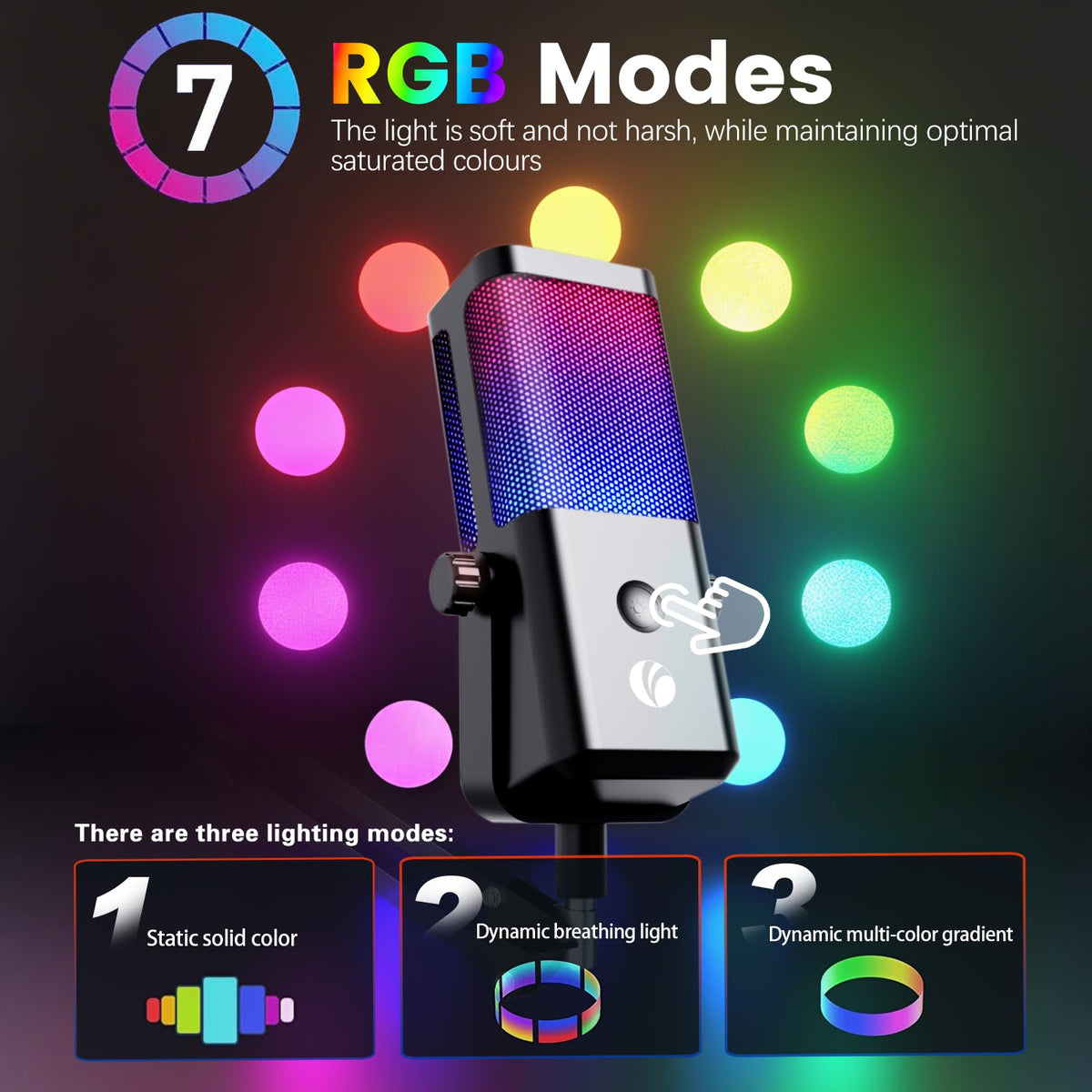 Black USB Condenser Microphone with Boom Arm P3908