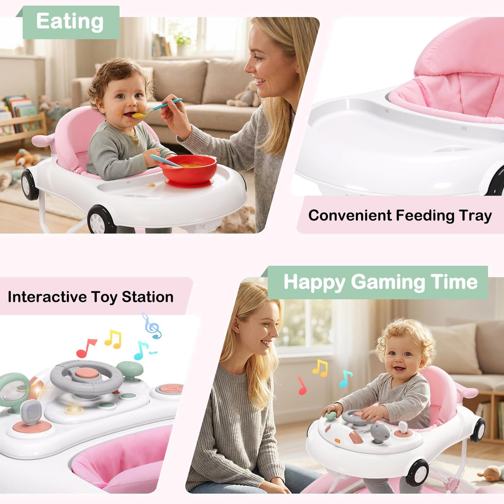 5-in-1 Convertible Baby Walker with Steering Wheel Music Activity Center P76832