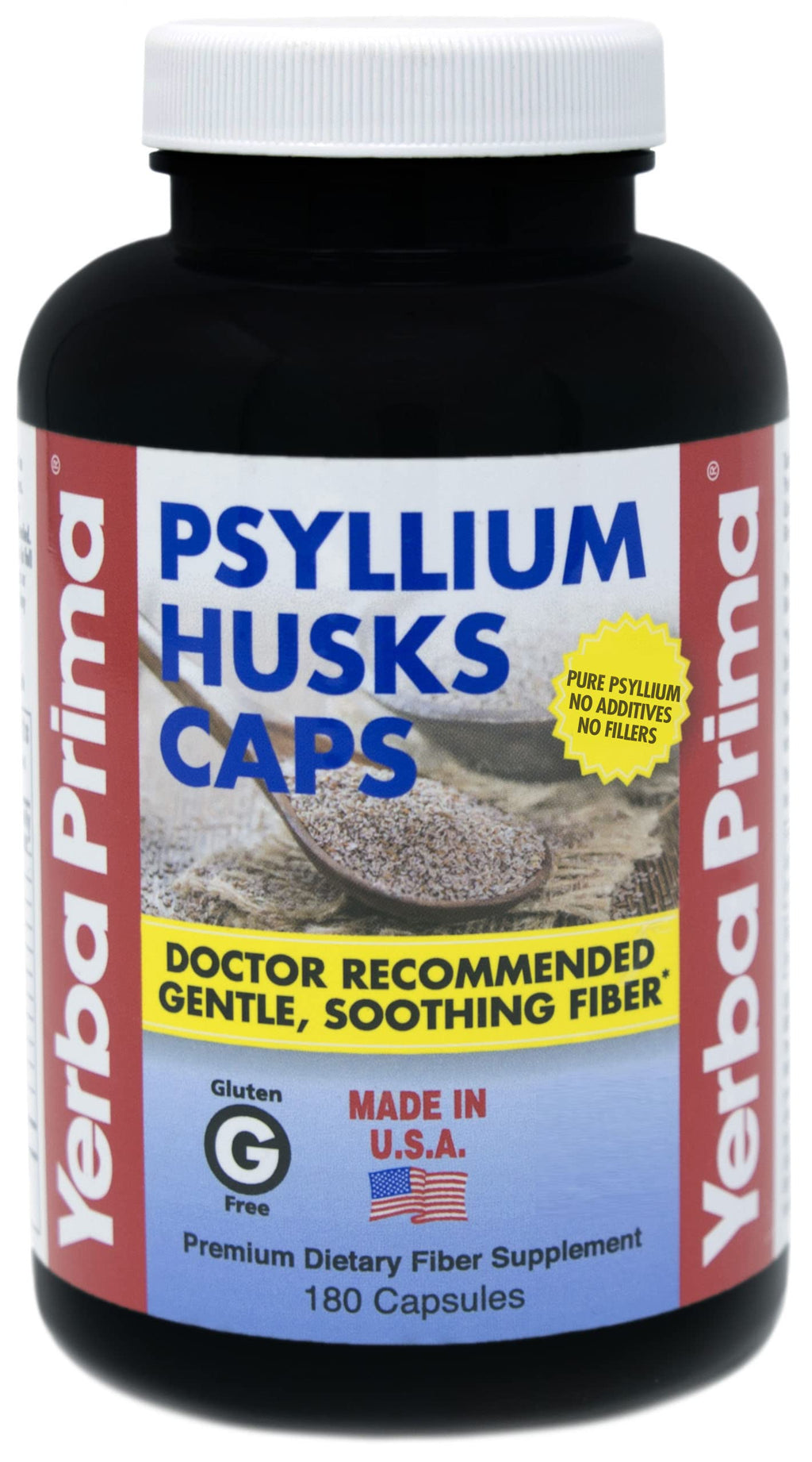 Psyllium Husks Caps Dietary Fiber 625 mg 180 Capsules L383