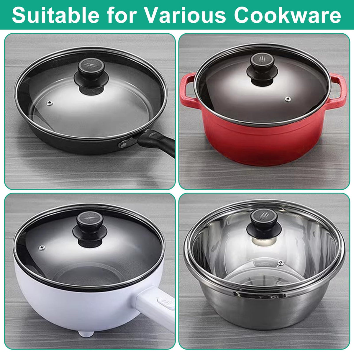 10 Inch Round Tempered Glass Pan Lid with Heat Resistant Handle Y371334