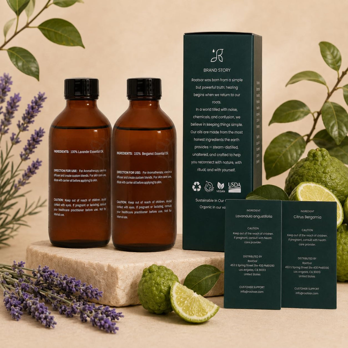 100% Pure Essential Oil Set Lavender & Bergamot 4 fl oz I973441