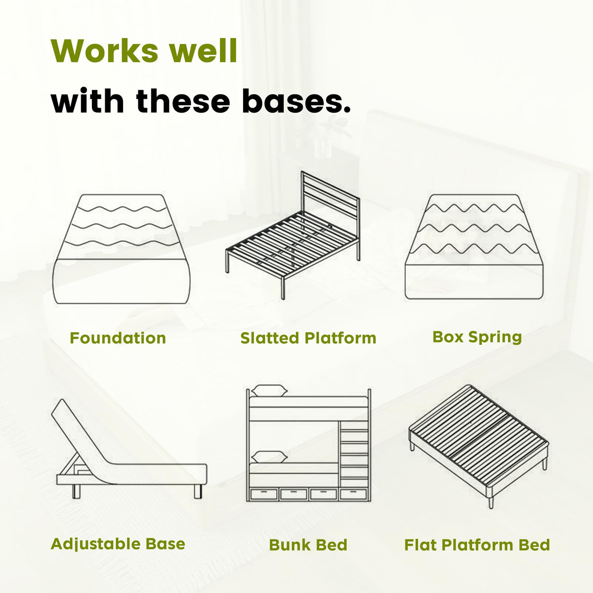 6 Inch Green Tea Gel Memory Foam Mattress F769