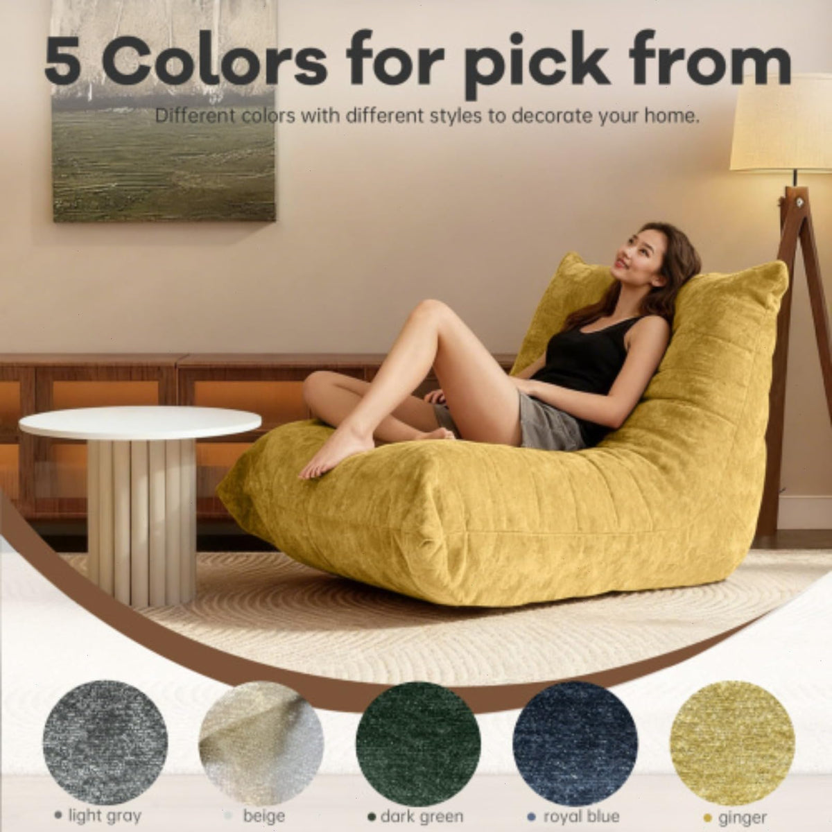 Memory Foam Flannelette Bean Bag Chair H363597