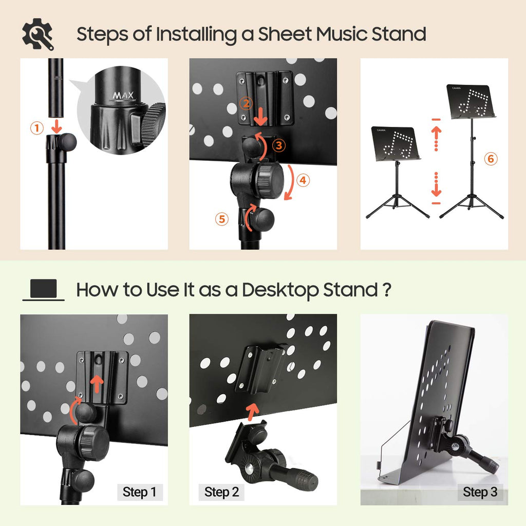 Adjustable Metal Sheet Music Stand with Carry Bag D234359