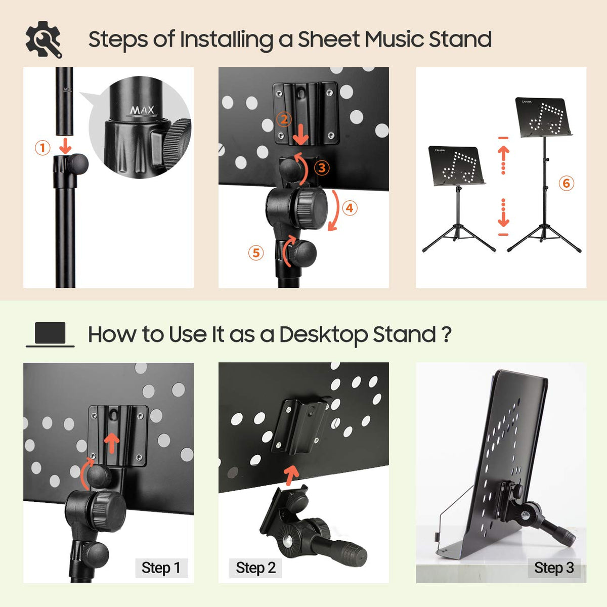 Adjustable Metal Sheet Music Stand with Carry Bag D234359