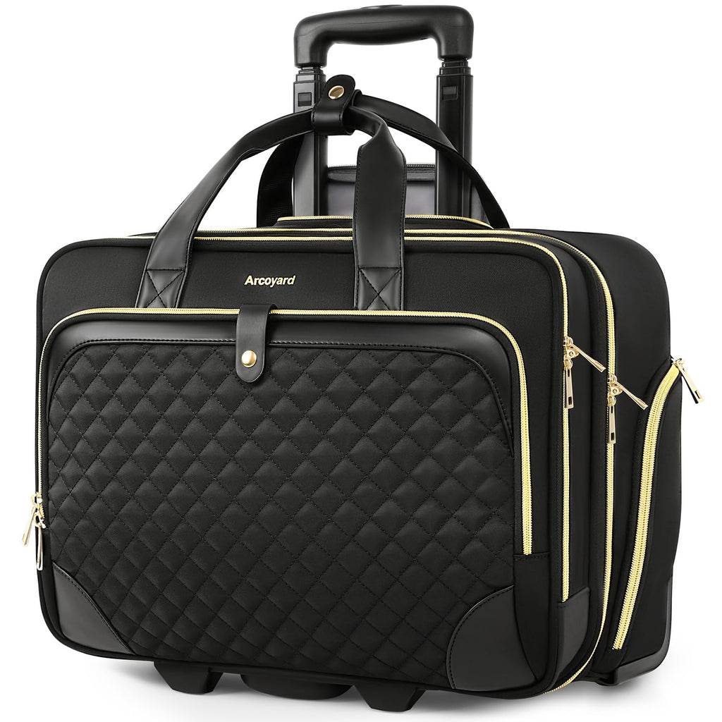 Rolling Laptop Bag with Wheels, 17 Inch Waterproof Black K348706