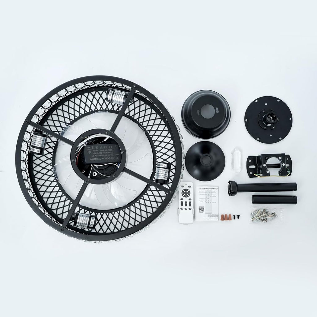 20" Black Crystal Ceiling Fan with Lights R187948
