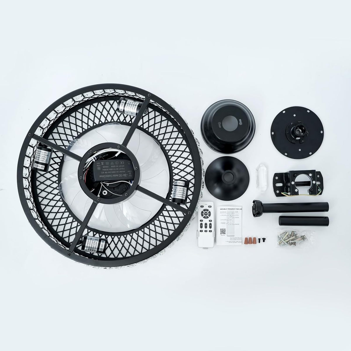 20" Black Crystal Ceiling Fan with Lights R187948