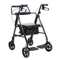 4 Wheel Rollator and Transport Wheelchair with Fold-Down Footrests, Red Frame Q462636