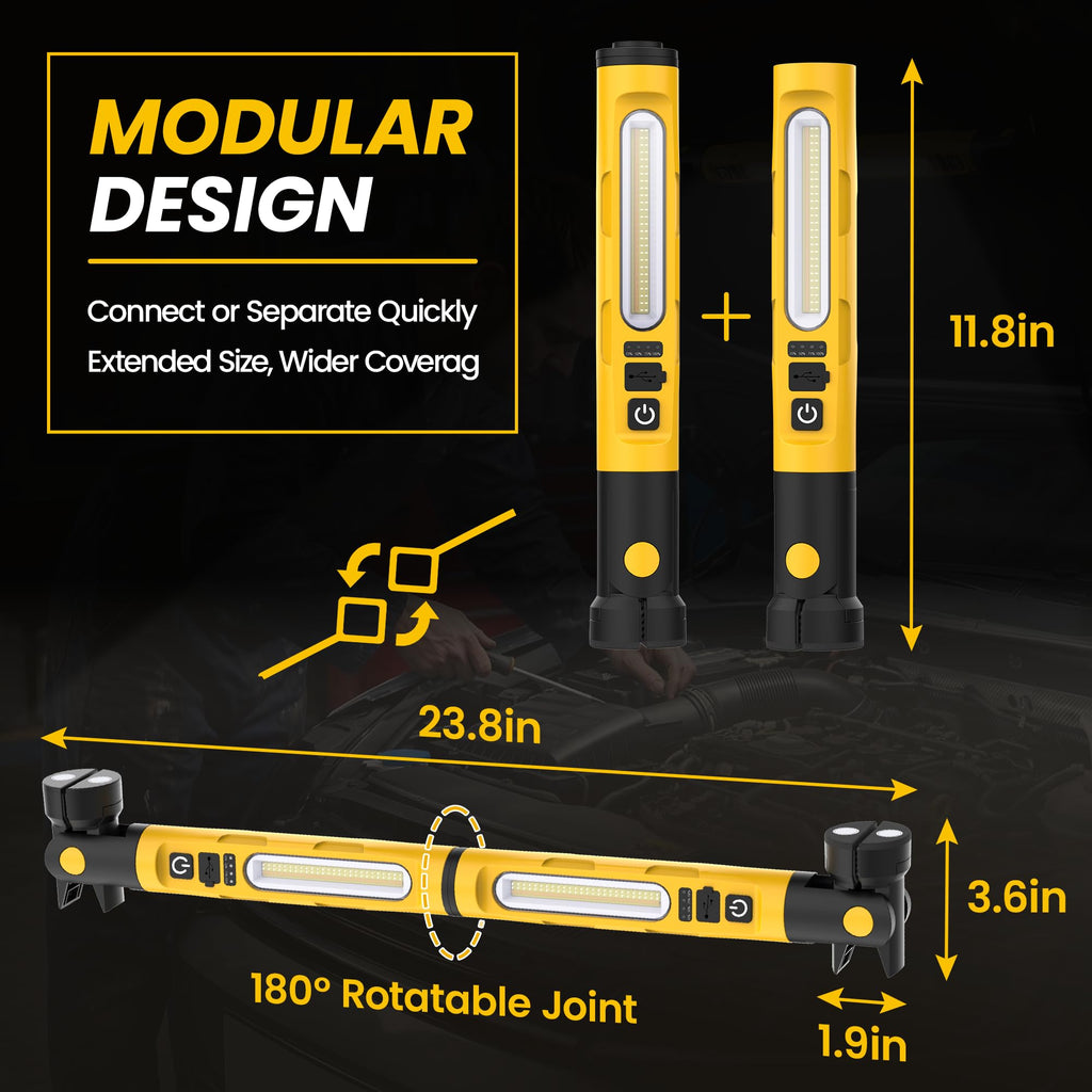 Magnetic Rechargeable LED Work Light with Detachable Dual Light Bars H27625