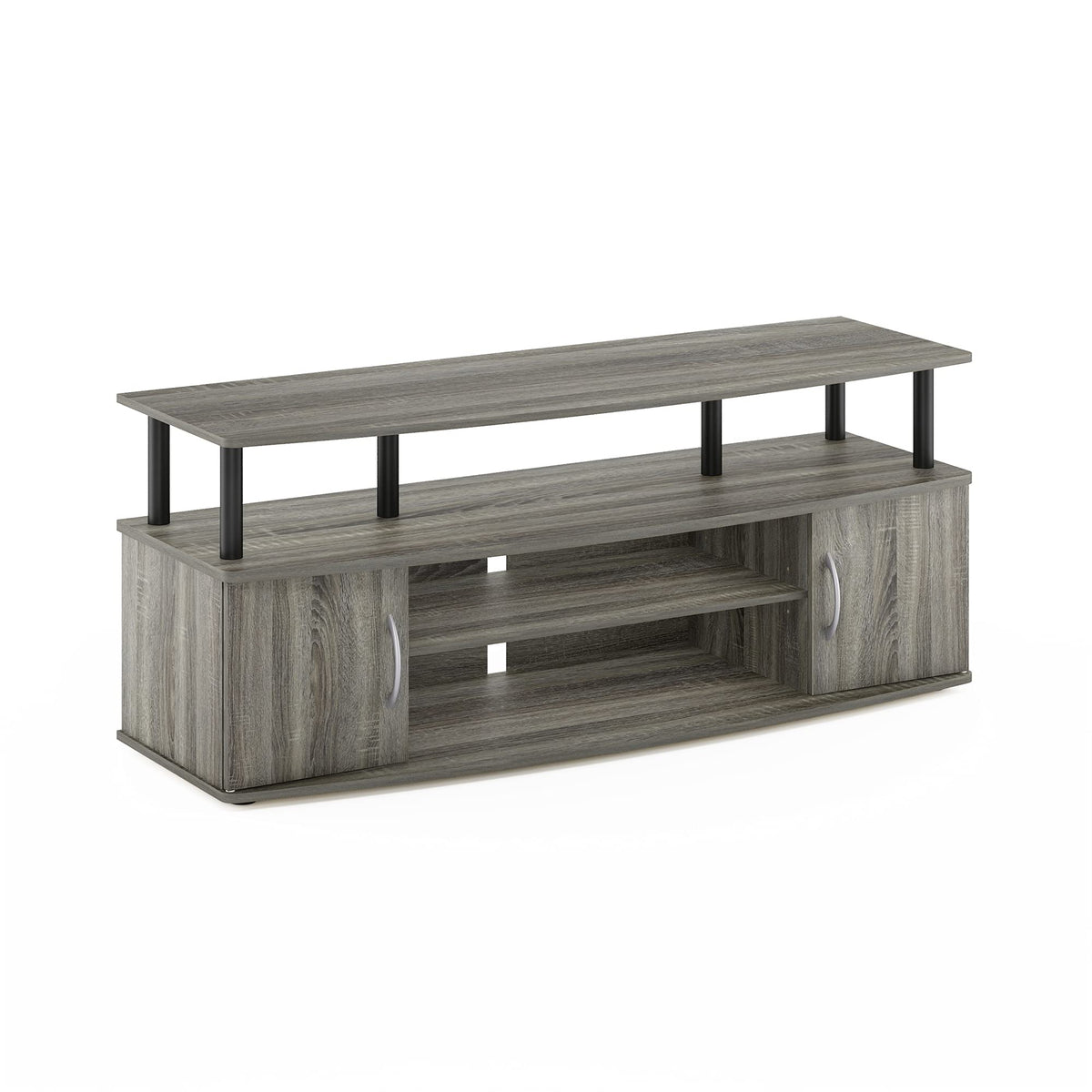 French Oak Grey/Black Entertainment Stand for TV Up to 55 Inch V398