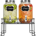 2 Pack 1 Gallon Glass Drink Dispensers with Ice Core O3355