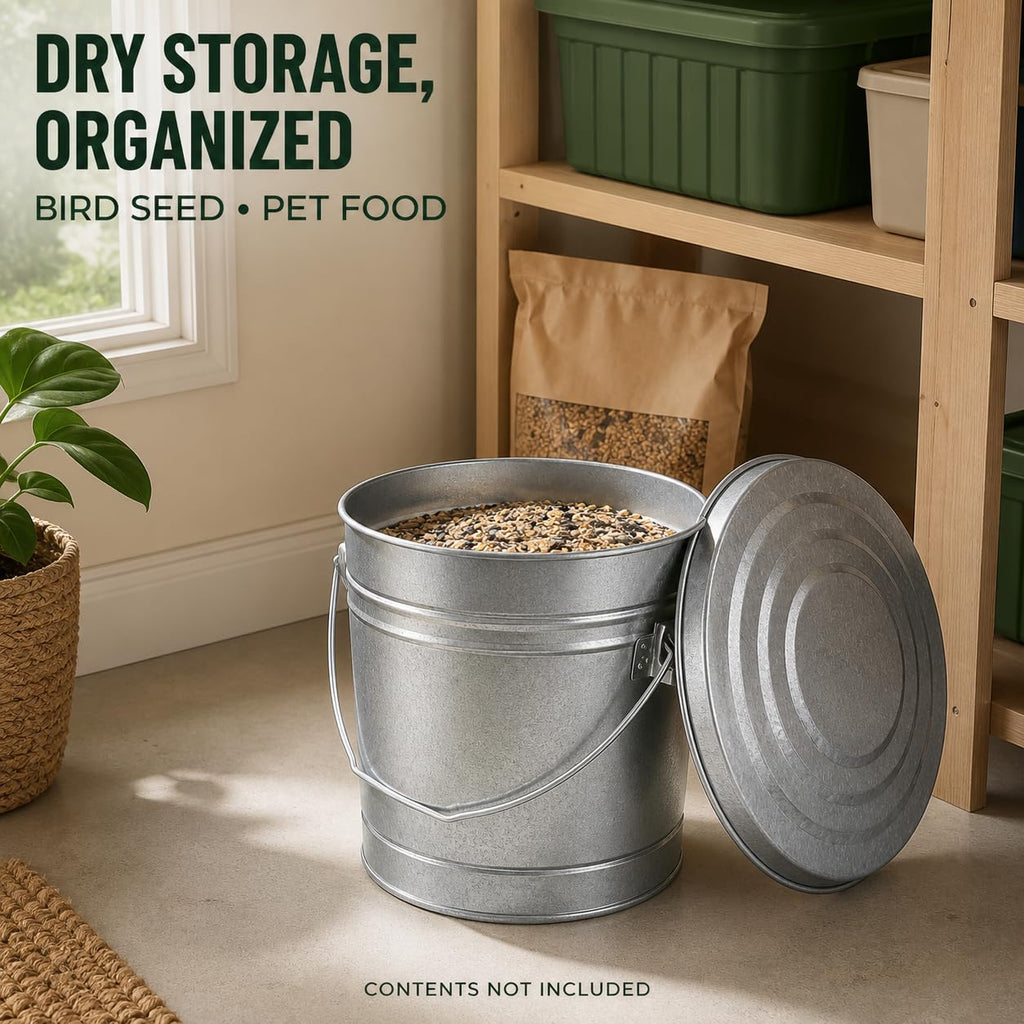 6 Gal Galvanized Steel Storage Can with Locking Lid J212