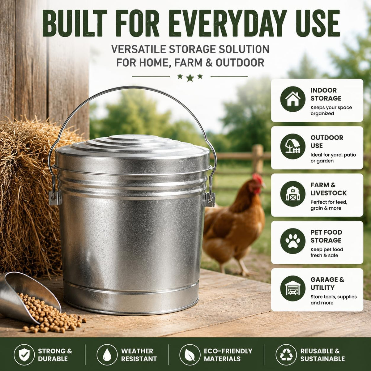 6-Gallon Galvanized Steel Storage Can with Lid S991756