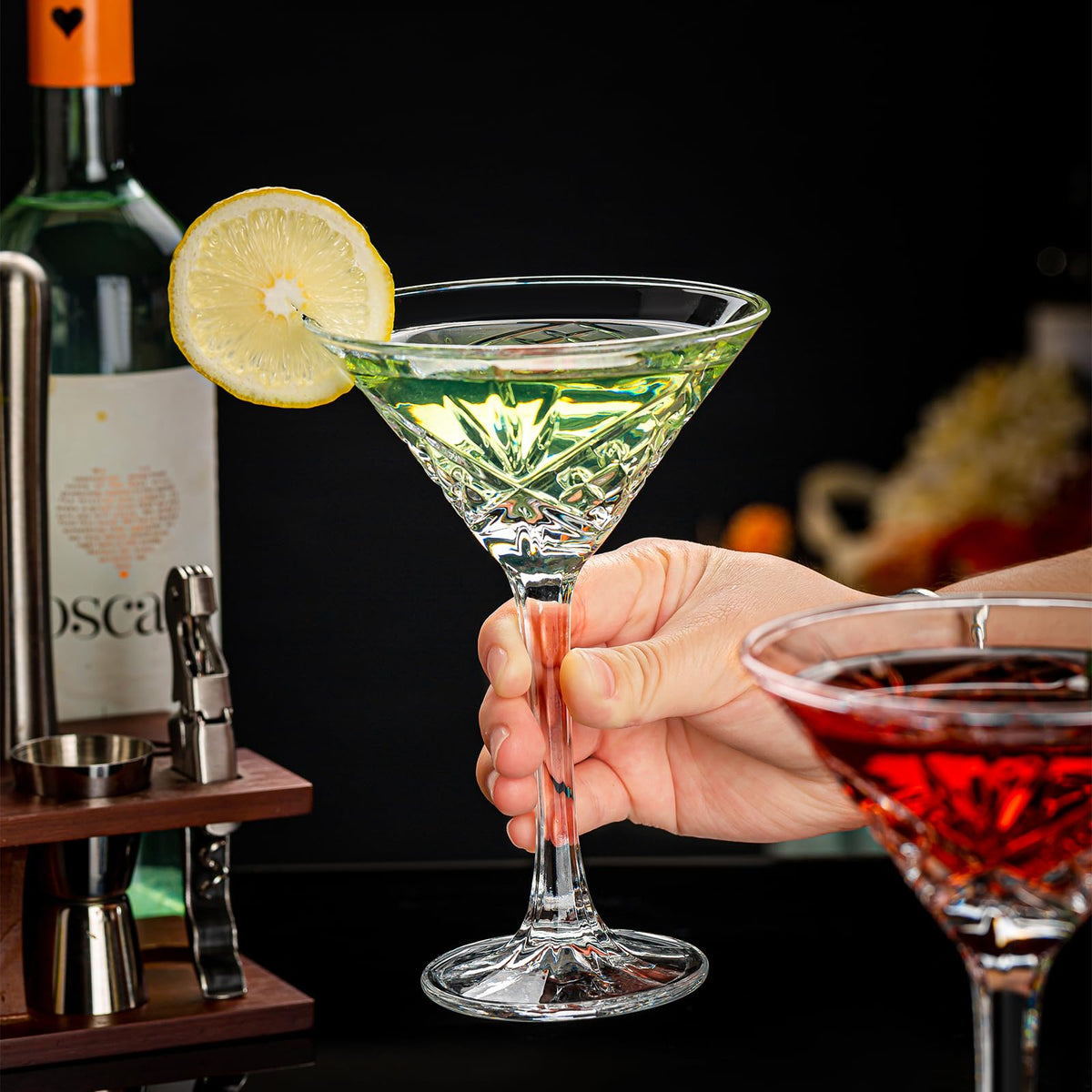 Set of 4 Crystal Stemmed Cocktail Glasses S32235