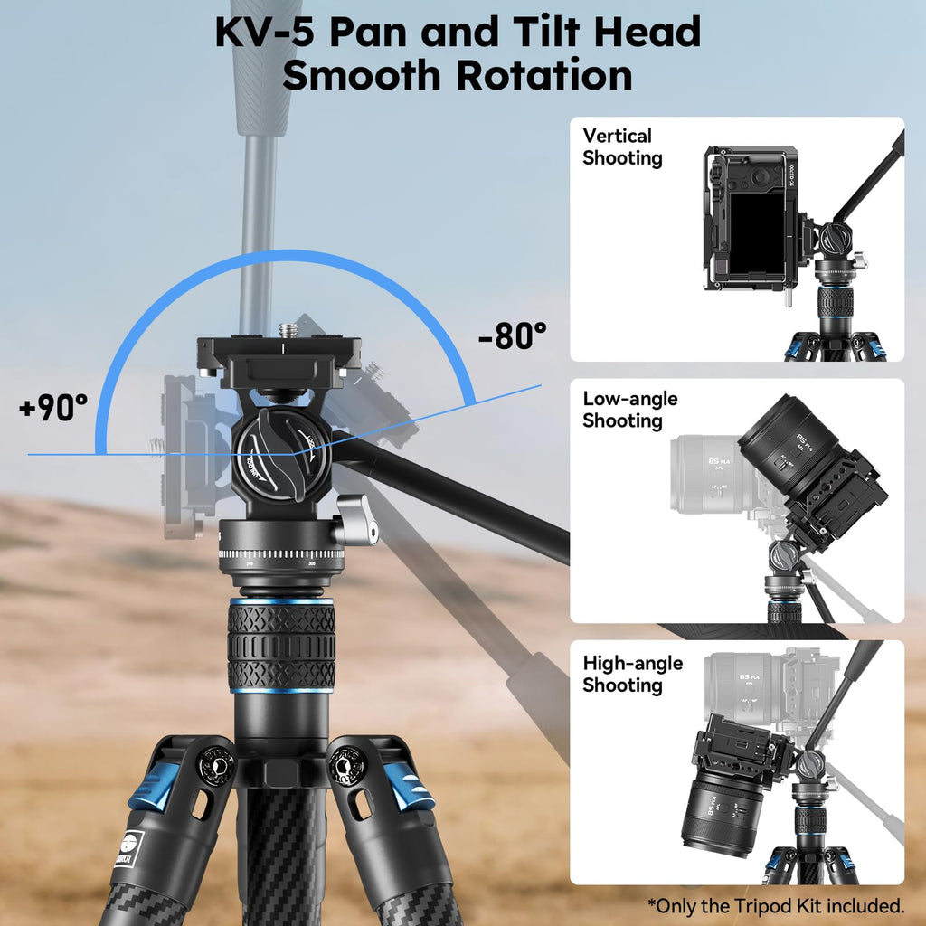 Carbon Fiber Camera Tripod with Fluid Head D616